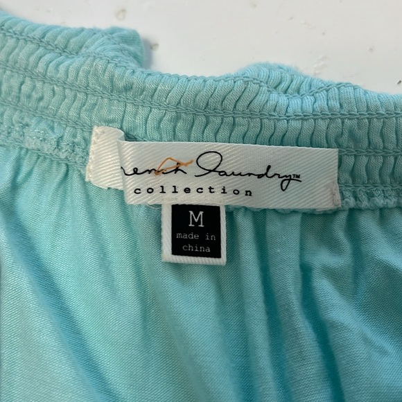 French Laundry Collection Medium Blue Short Sleeve Off the Shoulder Blouse - Picture 6 of 6